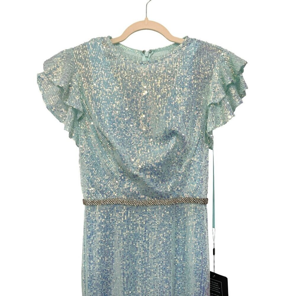 Mac Duggal 26942 Size 4 Sequin Rhinestone Blue Maxi Formal Dress NWT - Picture 5 of 8